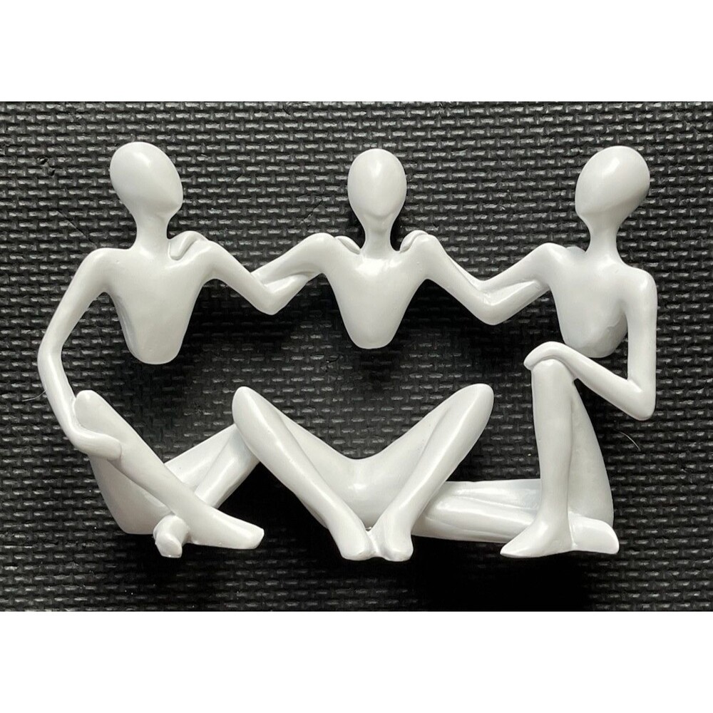 VELORA LIVING Thinker Statue Trio White Resin Sculptures Home Decor Modern Art